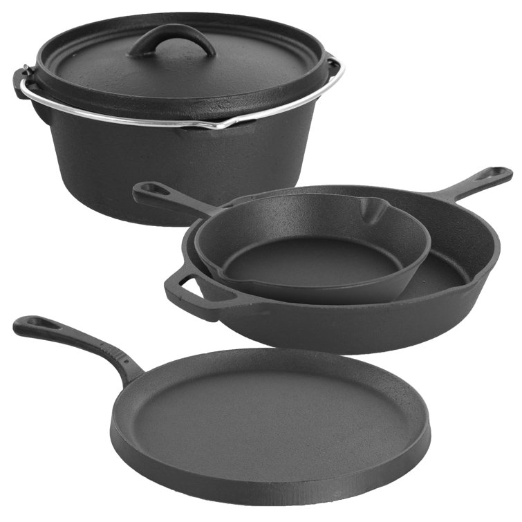 Mega Chef 5 Pieces Cast Iron Cookware Set & Reviews Wayfair